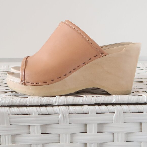 No.6 Store Camel Leather Open Toe Clogs Swedish Minimalist Sandals Clogs Mules 5 - Picture 2 of 16